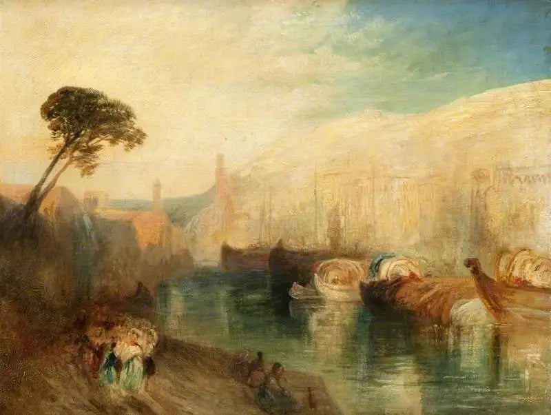 Włoska scena z łodziami i postaciami - J. M. W. Turner