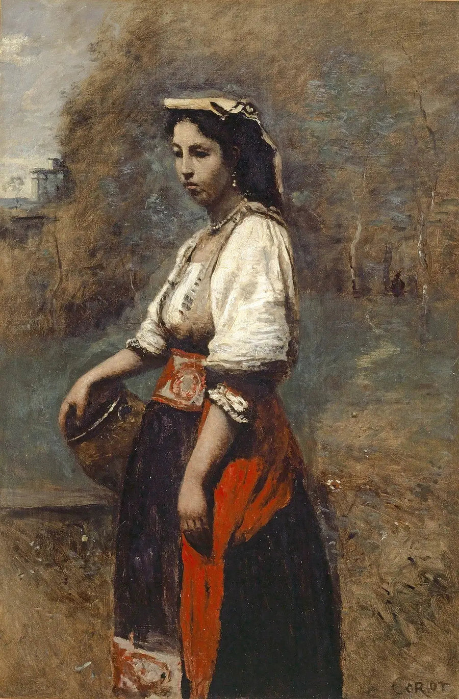 Włoska przy fontannie - Jean-Baptiste Camille Corot