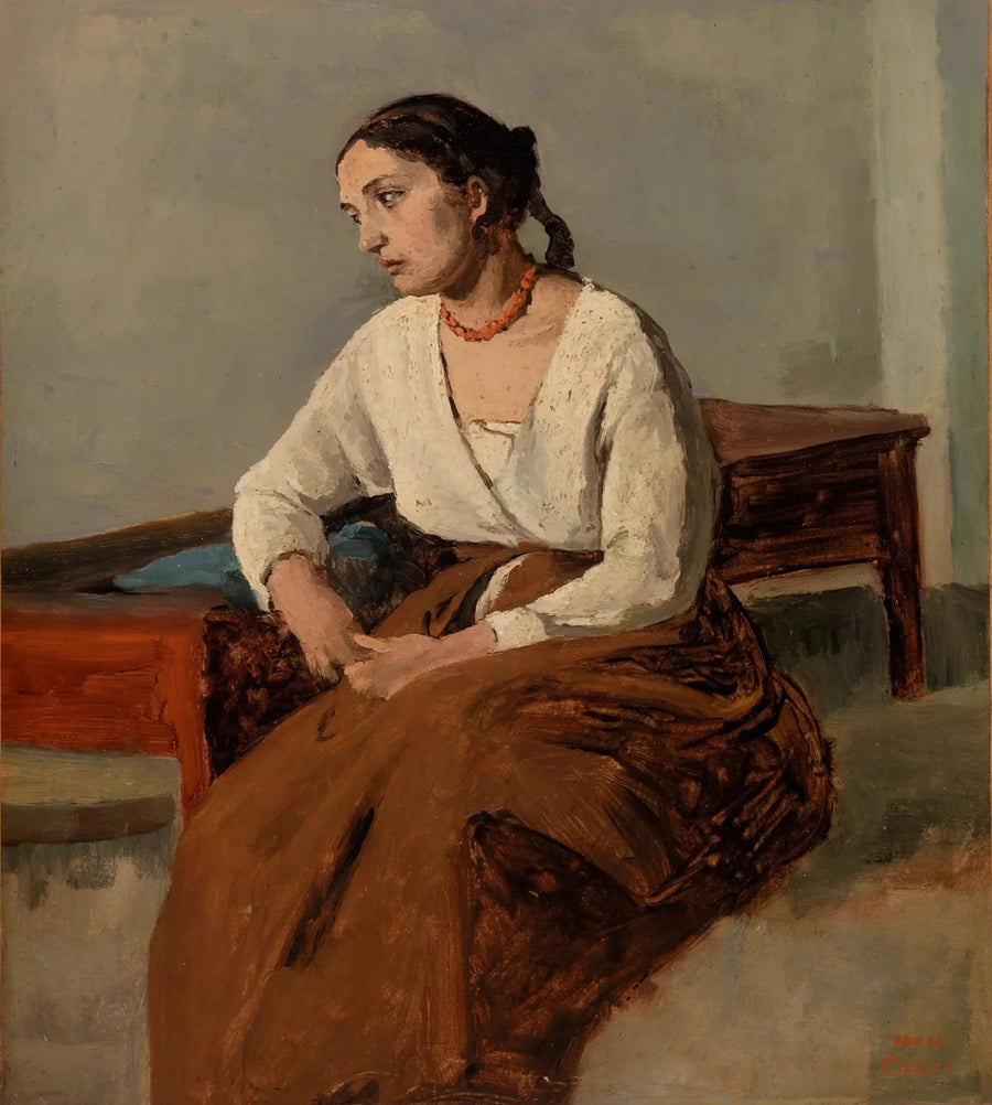 Melancholijna Włoszka (Rzym) - Jean-Baptiste Camille Corot