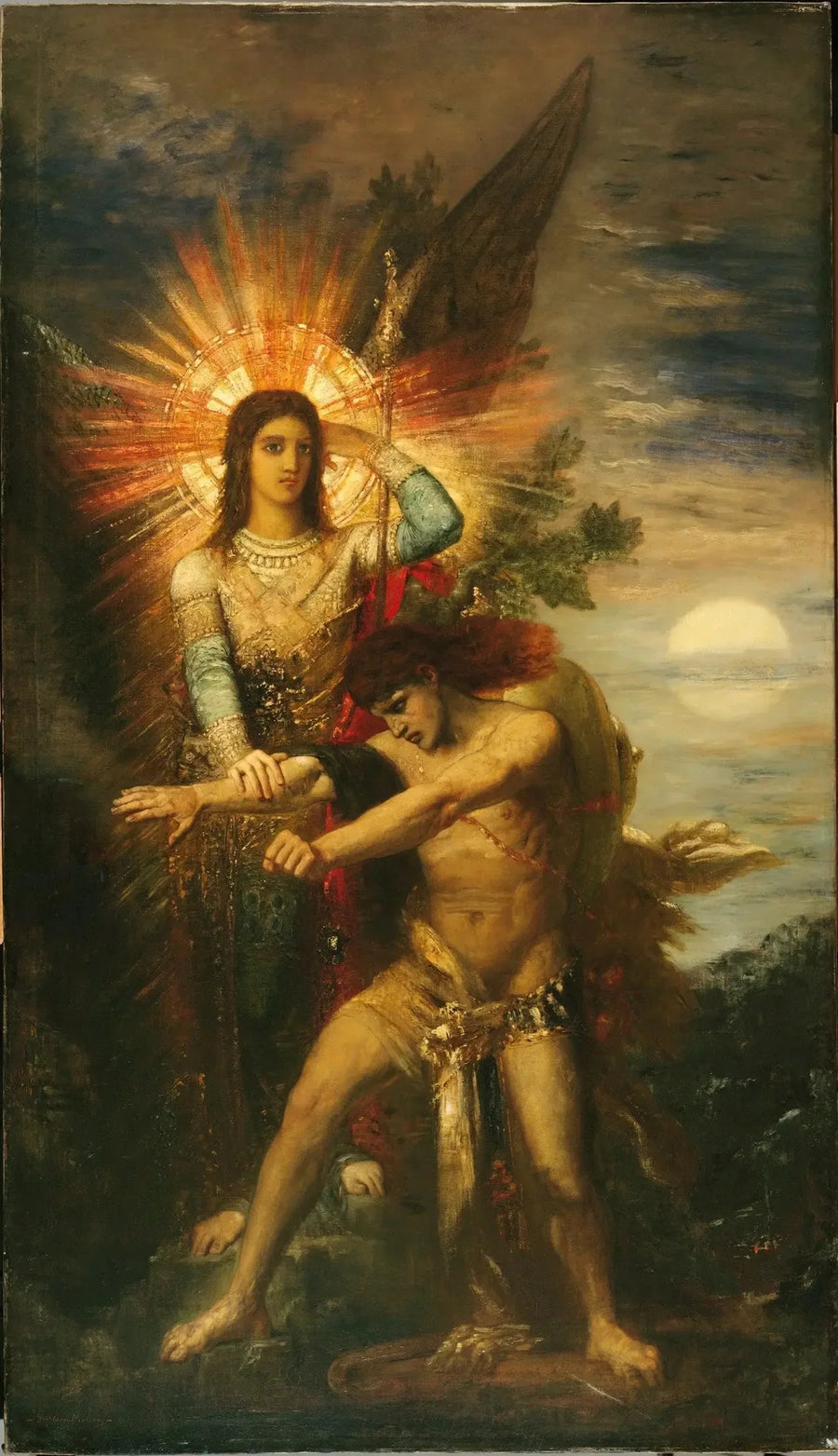Jakub i Anioł - Gustave Moreau