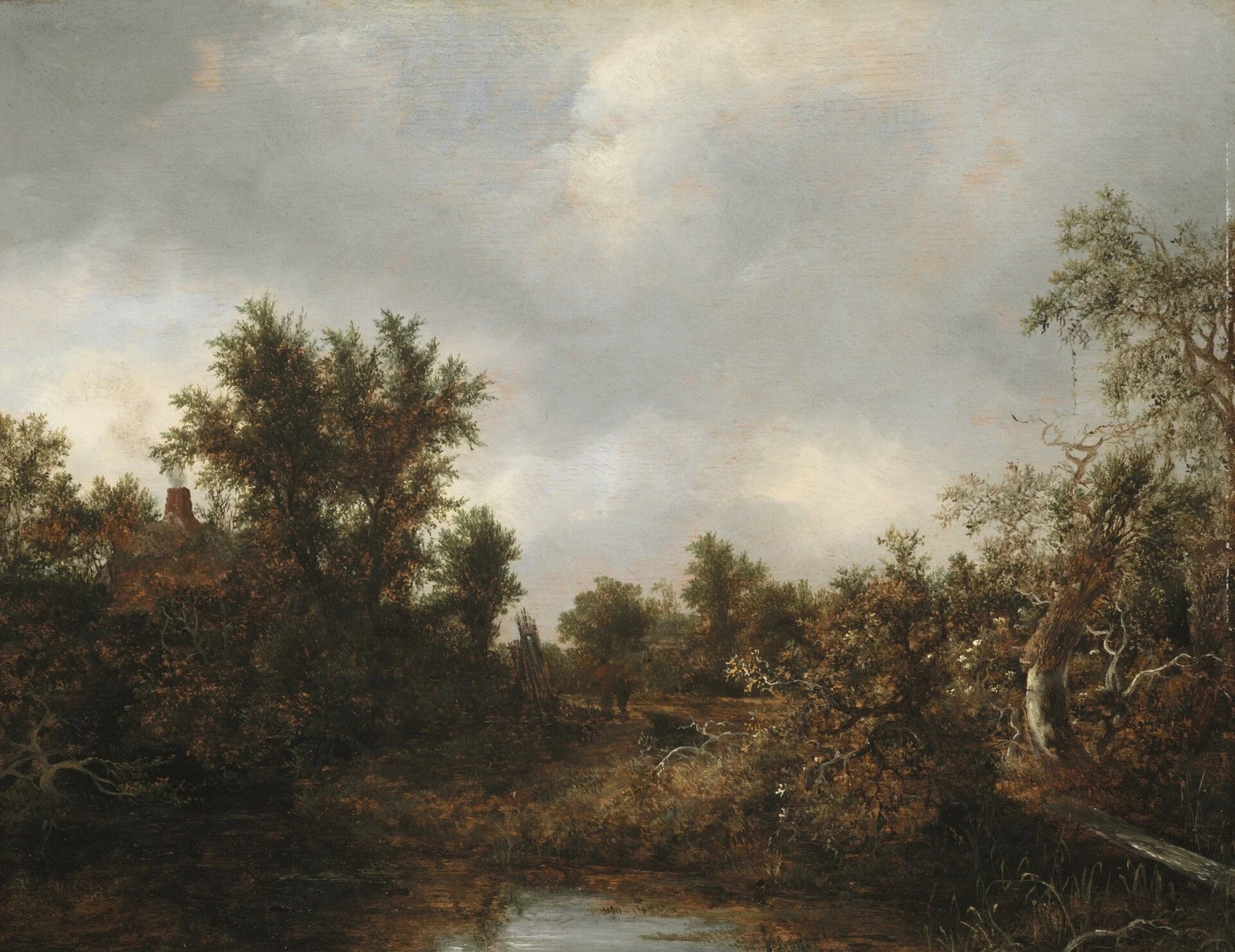 Paysage aux arbres et à la rivière, peinture de Jacob van Ruisdael