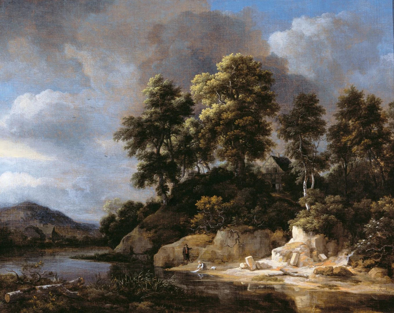 Paysage fluvial avec grève, peinture de Jacob van Ruisdael