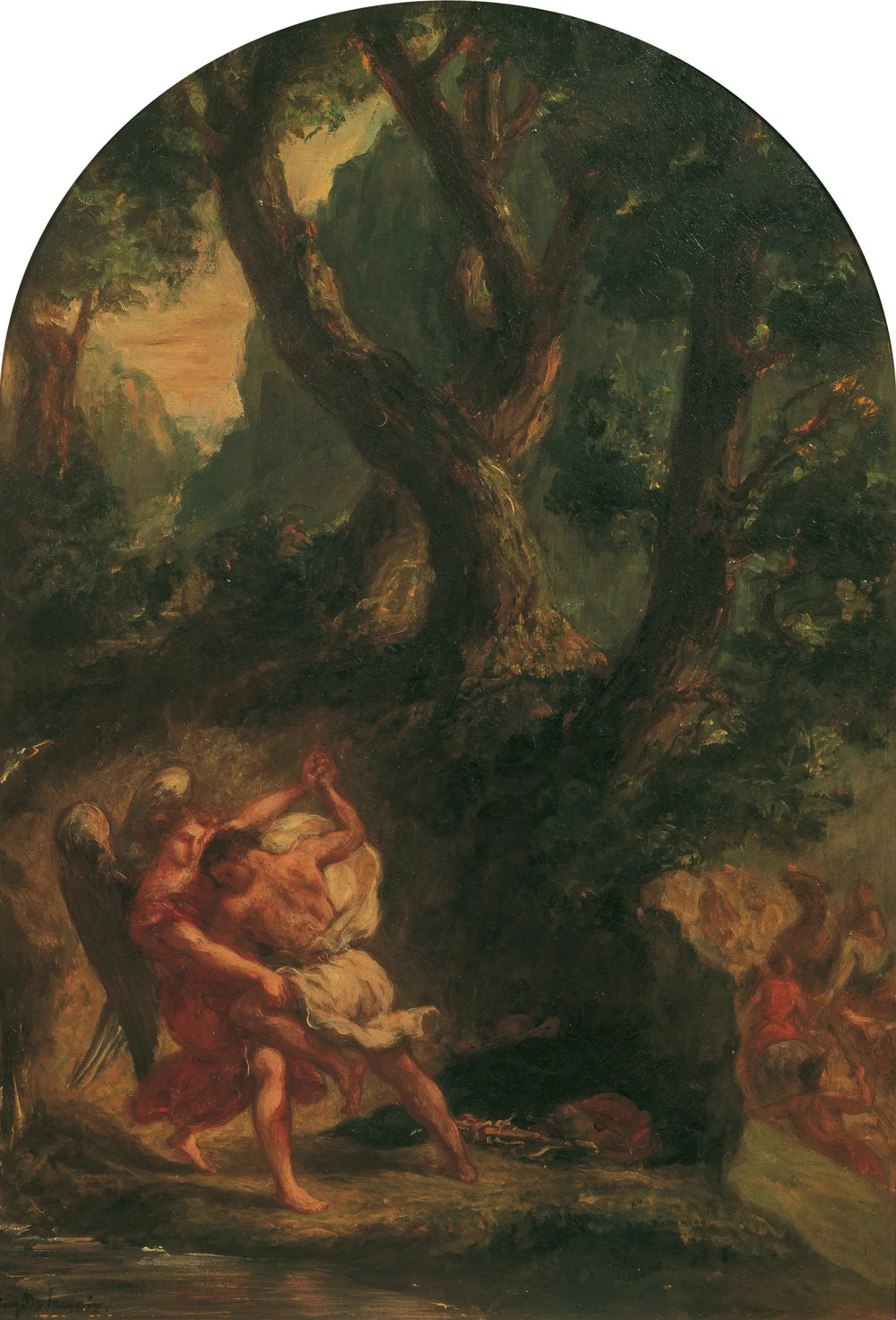 Jakob ringt mit dem Engel - Eugène Delacroix image 1 copie peinte à la main à l’huile