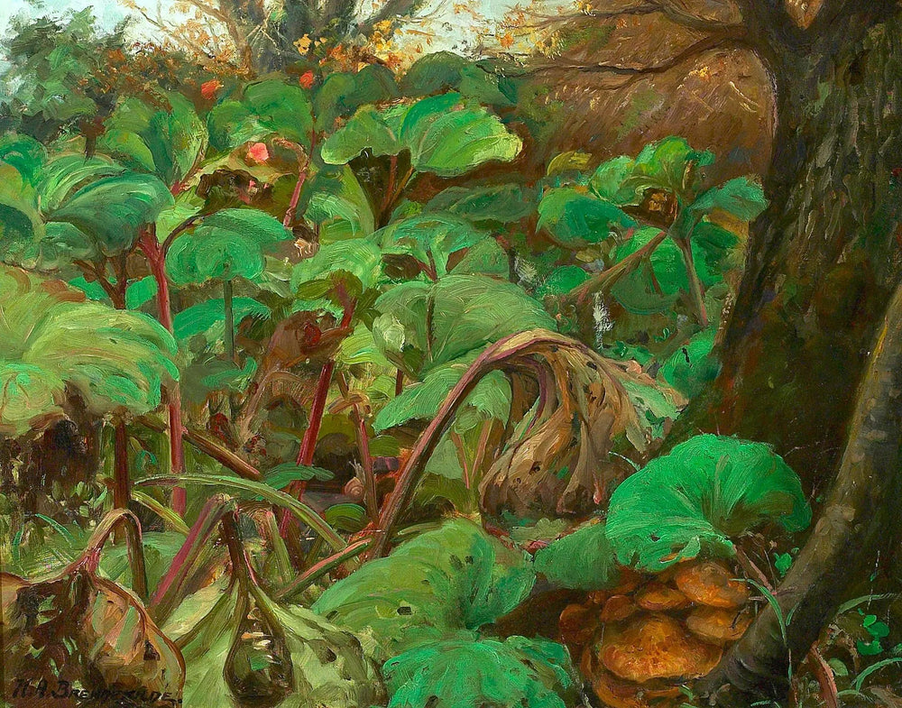 Jardin de rhubarbes à Herlufsholm. - H. A. Brendekilde image 1 reproduction de peinture à l’huile