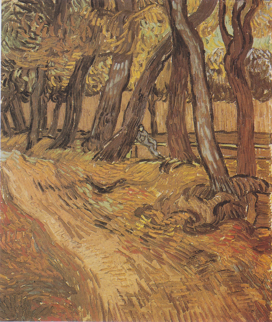 Ogród szpitala Saint-Paul z postacią, Le - Vincent van Gogh