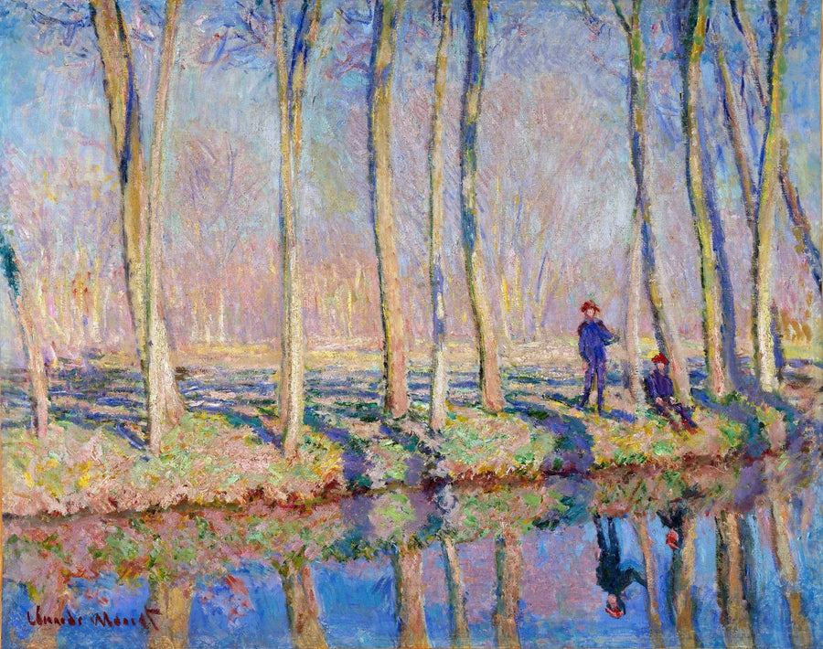 Jean-Pierre Hoschedé i Michel Monet nad brzegiem Epte W1127 - Claude Monet