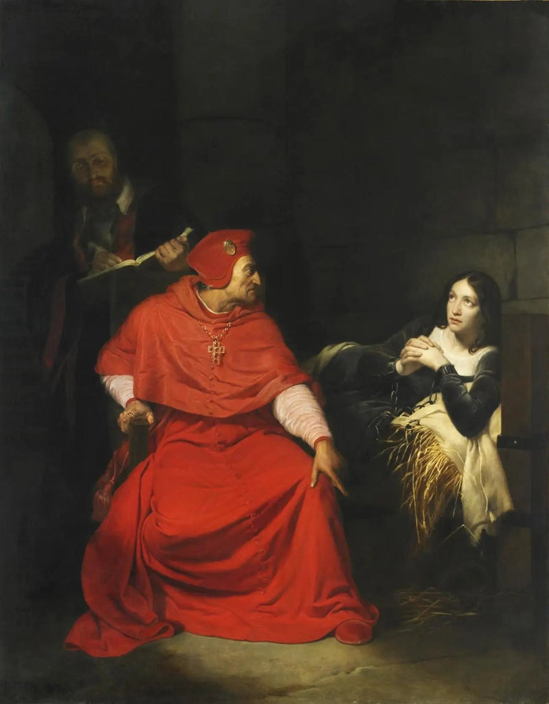 Joanna d'Arc, chora, wystawiona w swoim więzieniu przez kardynała Winchester - Paul Delaroche