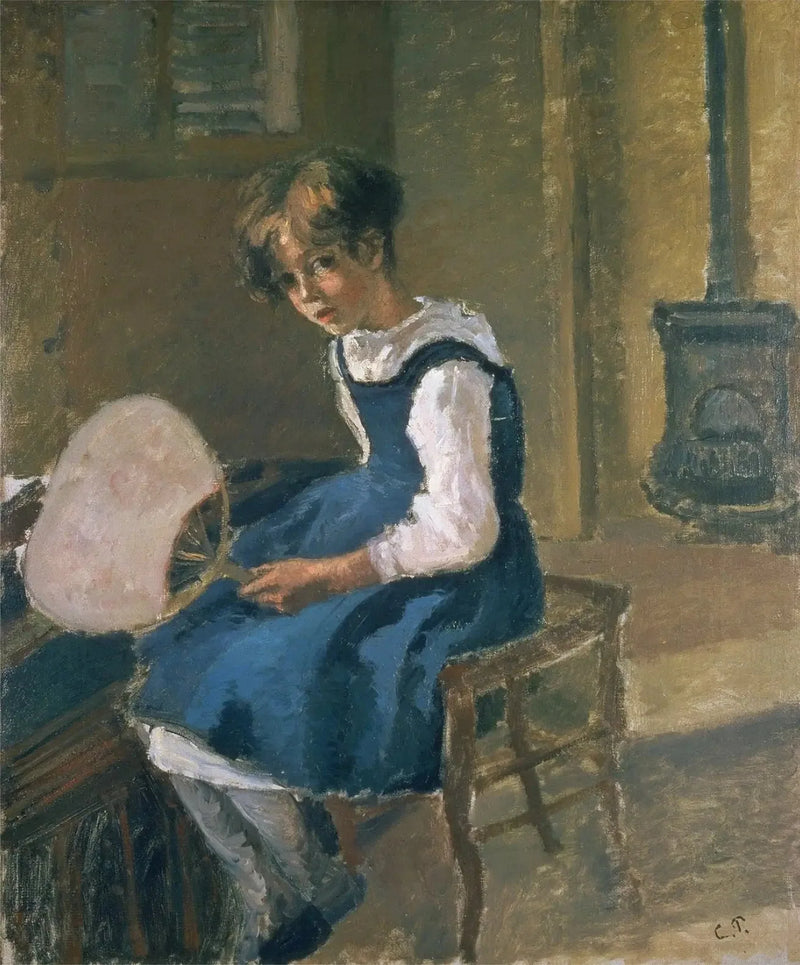 Jeanne Pissarro znana jako Minette trzymająca wachlarz - Camille Pissarro