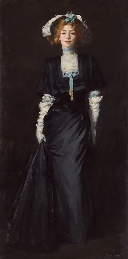 Jessica Penn w czerni z białymi piórami - Robert Henri
