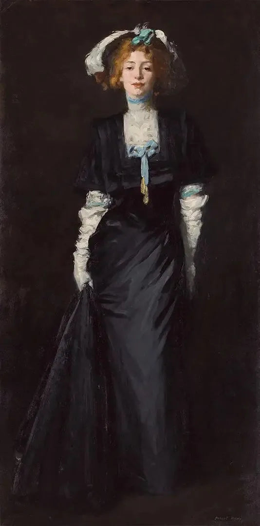 Jessica Penn w czerni z białymi piórami - Robert Henri