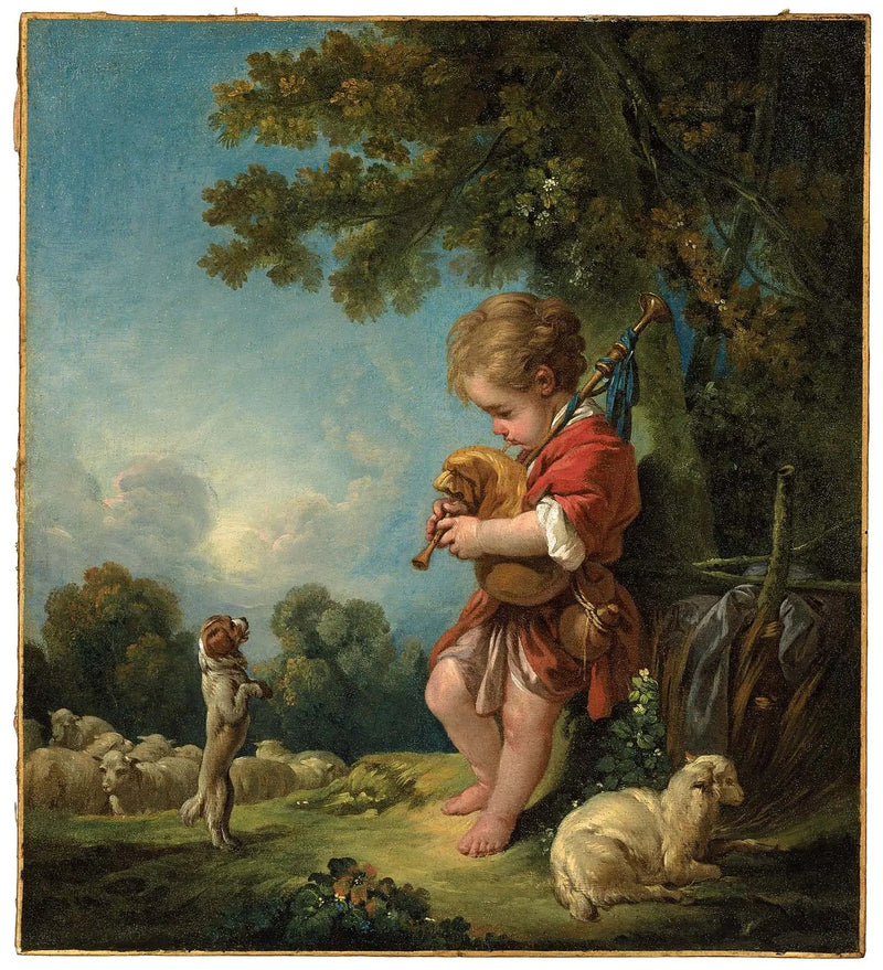 Młody pasterz grający na dudach - François Boucher