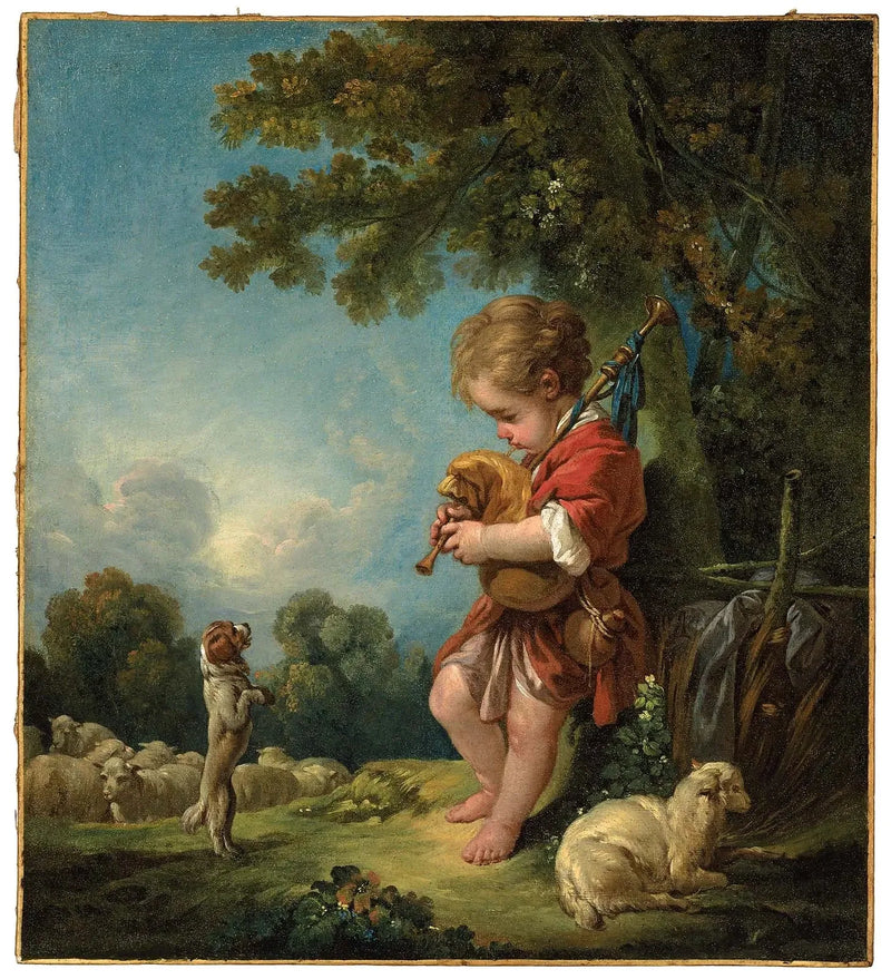 Młody pasterz grający na dudach - François Boucher