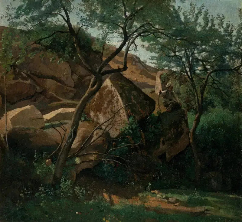 Młody pasterz wśród skał (Las Fontainebleau) - Jean-Baptiste Camille Corot