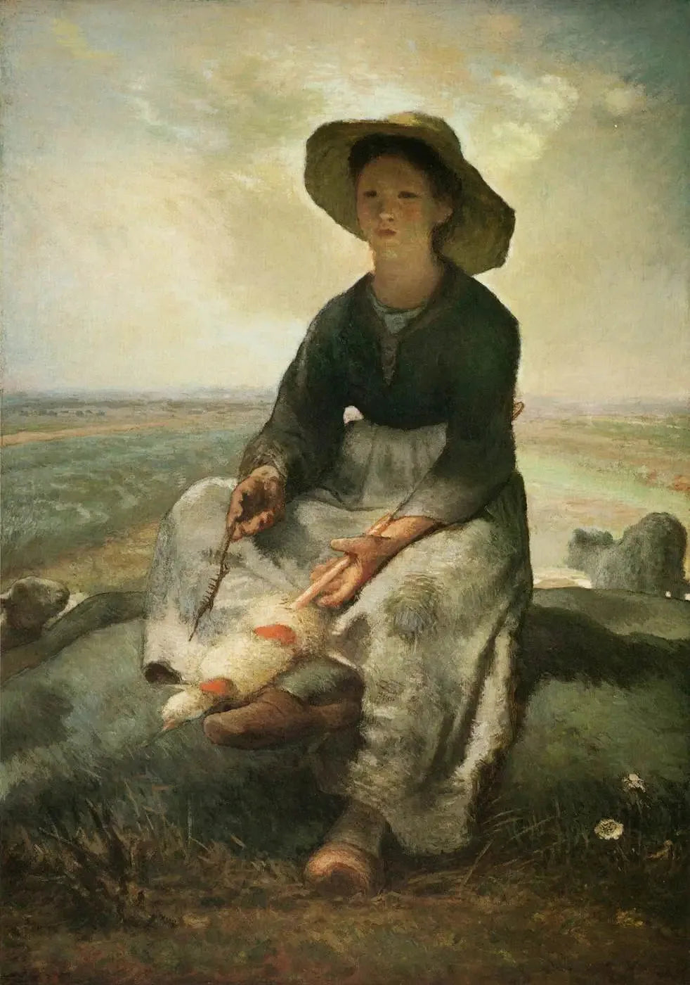 Jeune bergère - Jean-François Millet image 1 reproduction artisanale de tableau