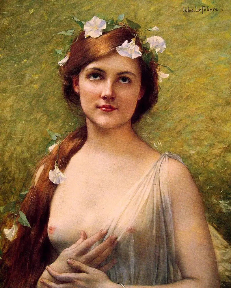 Młoda dama z kwiatami we włosach - Jules Lefebvre