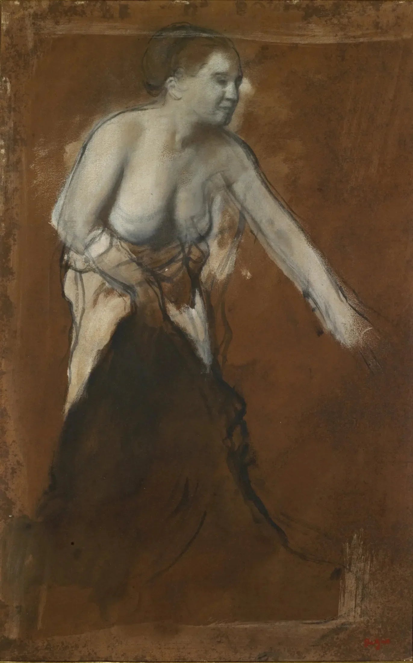 Jeune femme à demi-dévêtue - Edgar Degas image 1 copie peinte à la main à l’huile