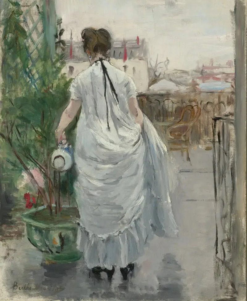 Młoda kobieta podlewająca krzew - Berthe Morisot