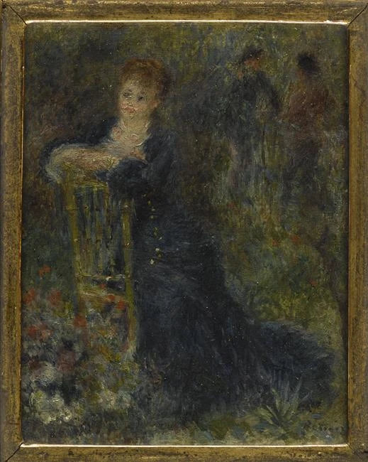 Młoda kobieta siedząca w ogrodzie - Pierre-Auguste Renoir