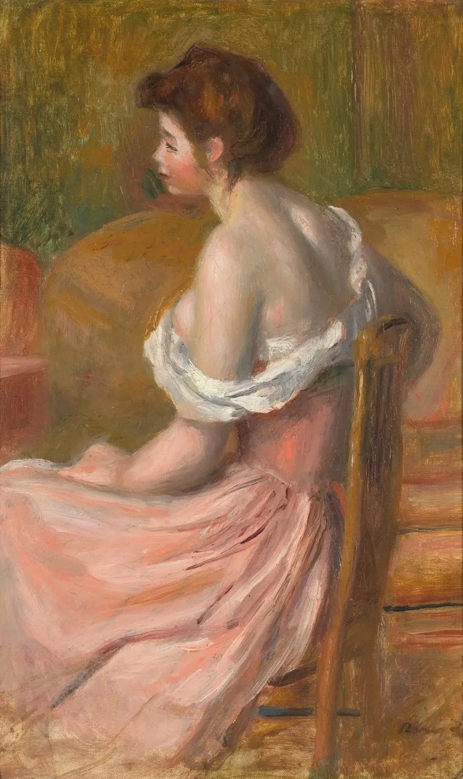 Młoda kobieta siedząca, z odkrytymi szyją i ramionami - Pierre-Auguste Renoir