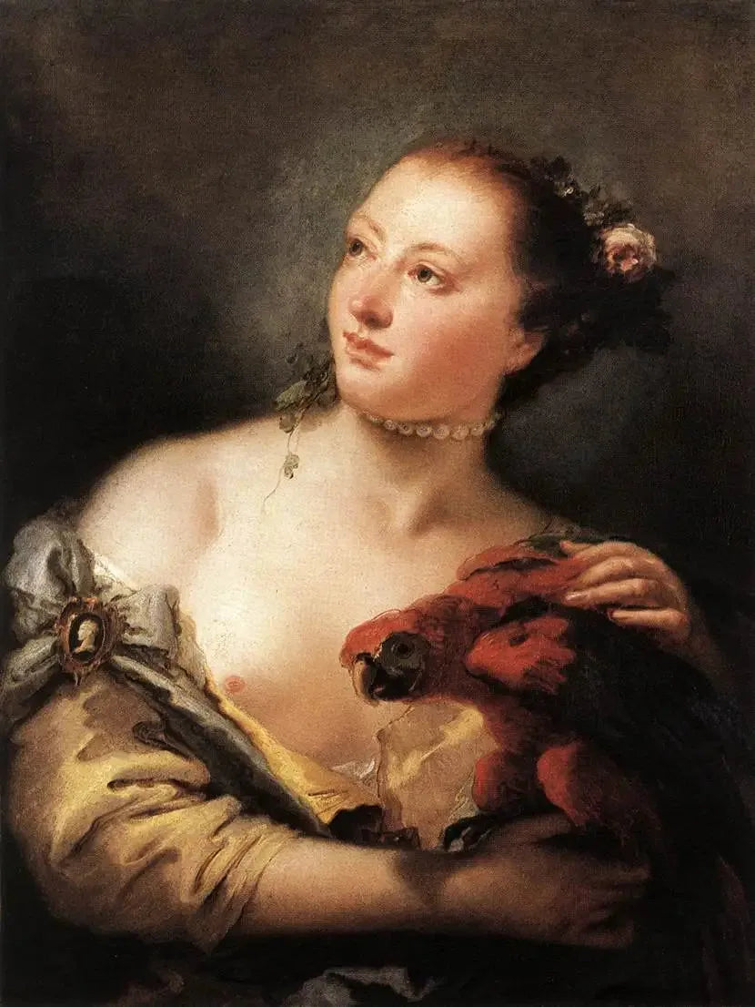 Młoda kobieta z papugą - Giovanni Battista Tiepolo