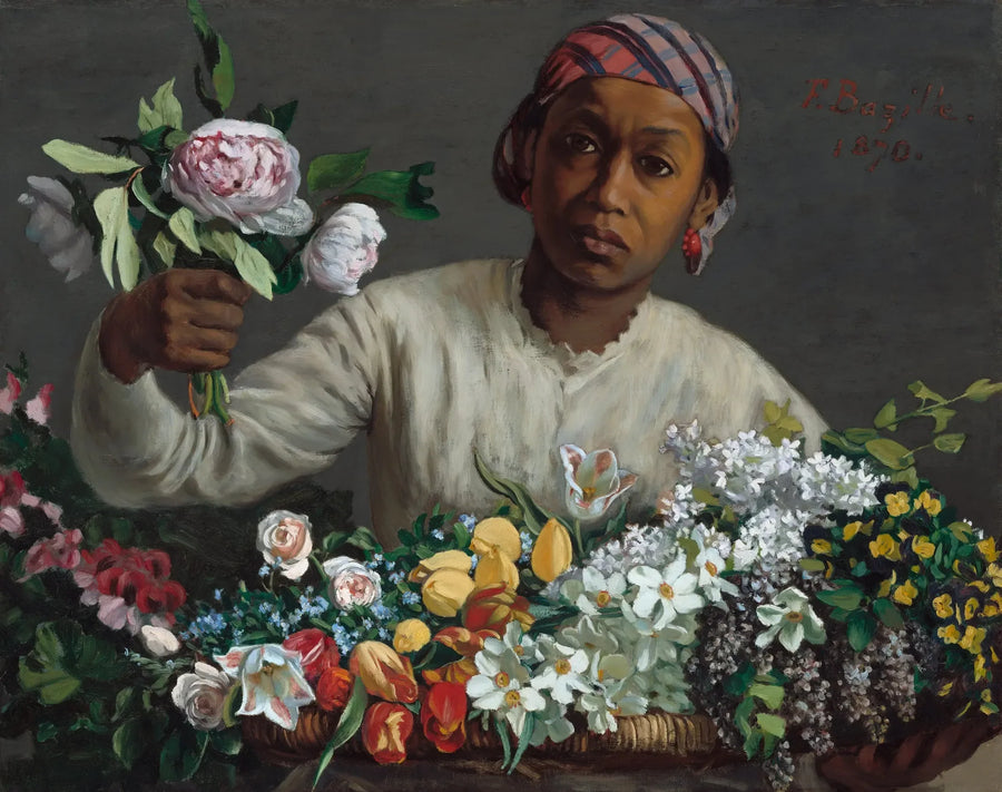 Młoda Kobieta z piwoniami - Frédéric Bazille