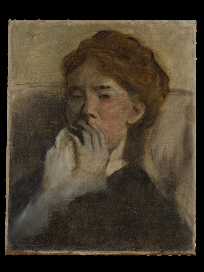 Młoda kobieta z ręką na ustach - Edgar Degas