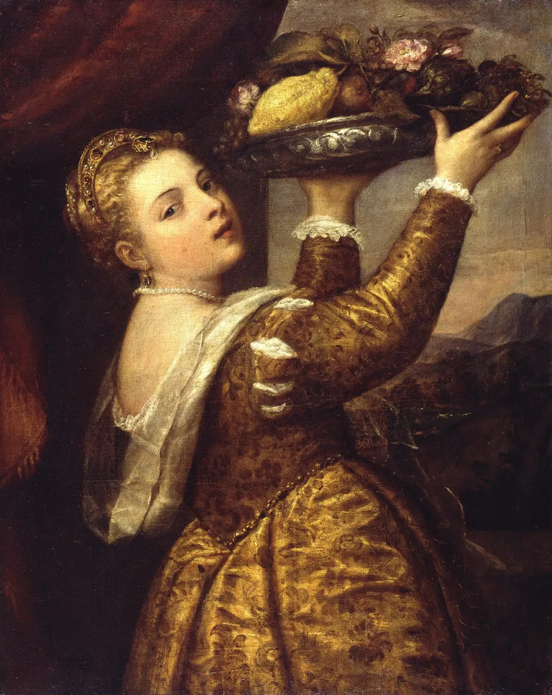 Młoda kobieta z tacą owoców - Titian