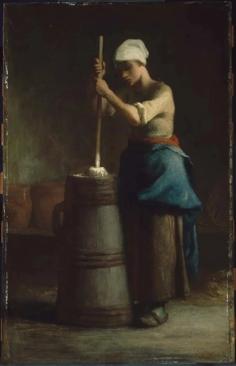 Młoda kobieta ubijająca masło - Jean-François Millet
