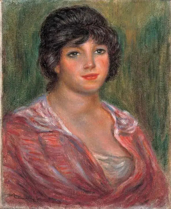 Młoda brunetka w czerwonej bluzce (Colonna Romano) - Pierre-Auguste Renoir