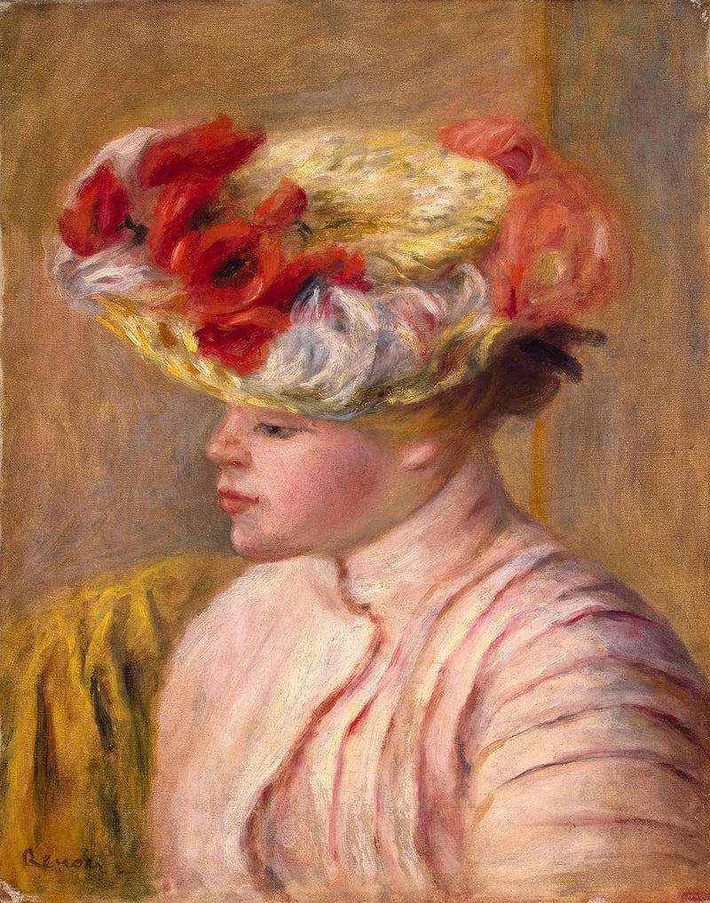 Młoda kobieta w kwiecistym kapeluszu - Pierre-Auguste Renoir