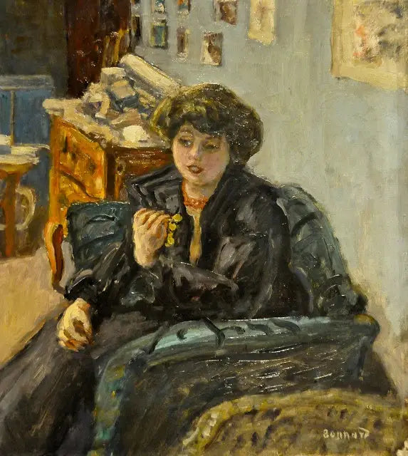 Młoda kobieta w wnętrzu - Pierre Bonnard