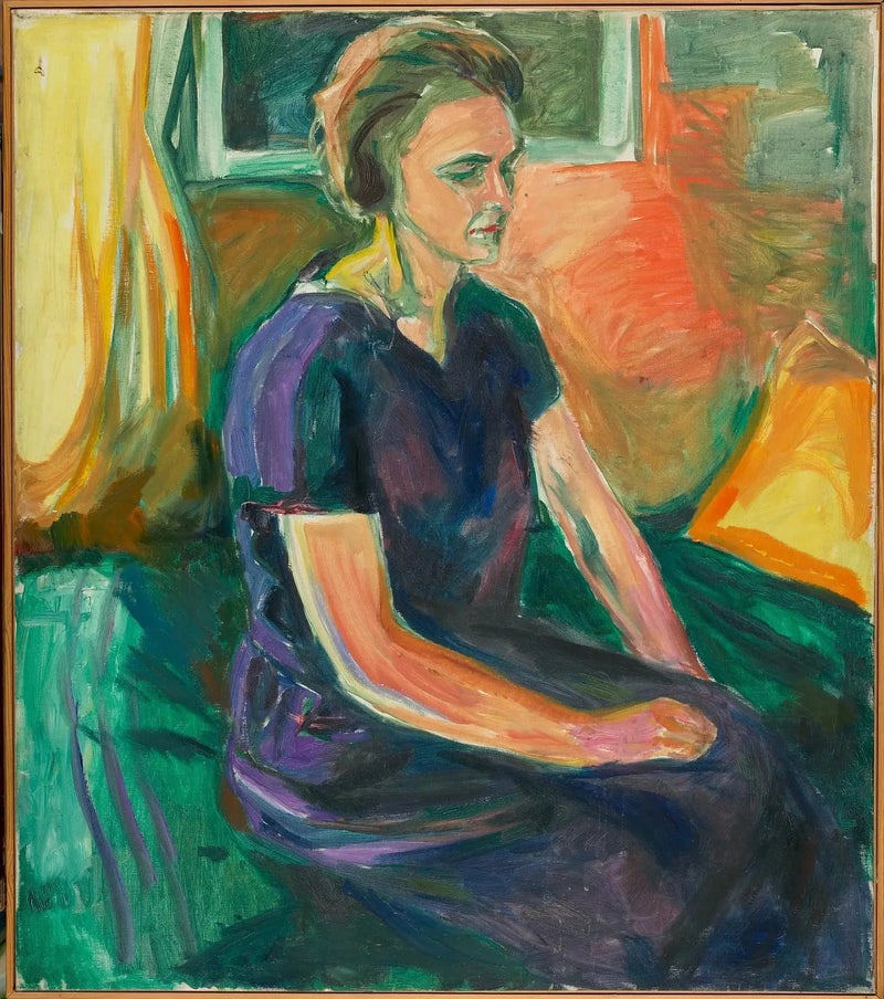 Młoda kobieta w niebieskiej sukience, siedząca - Edvard Munch