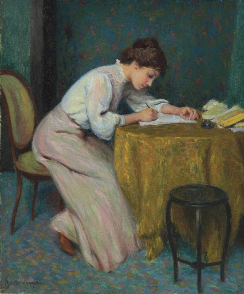 Młoda kobieta pisząca list - Federico Zandomeneghi
