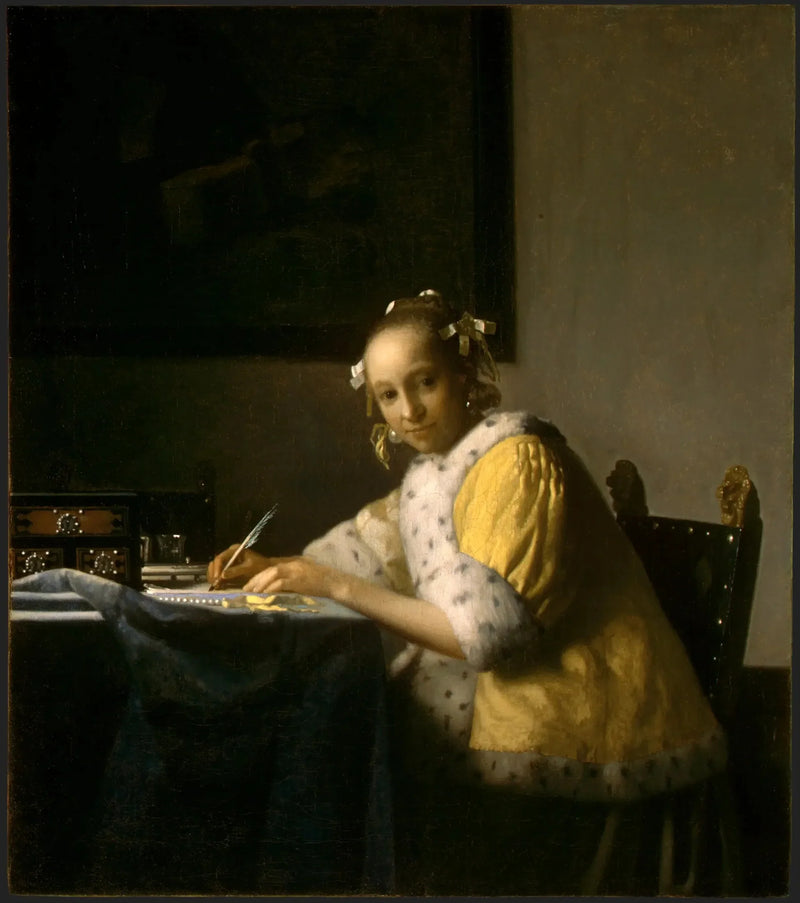 Młoda kobieta pisząca list - Johannes Vermeer