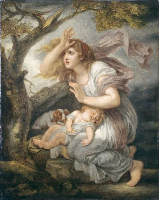 Młoda kobieta przestraszona burzą - Jean-Baptiste Greuze