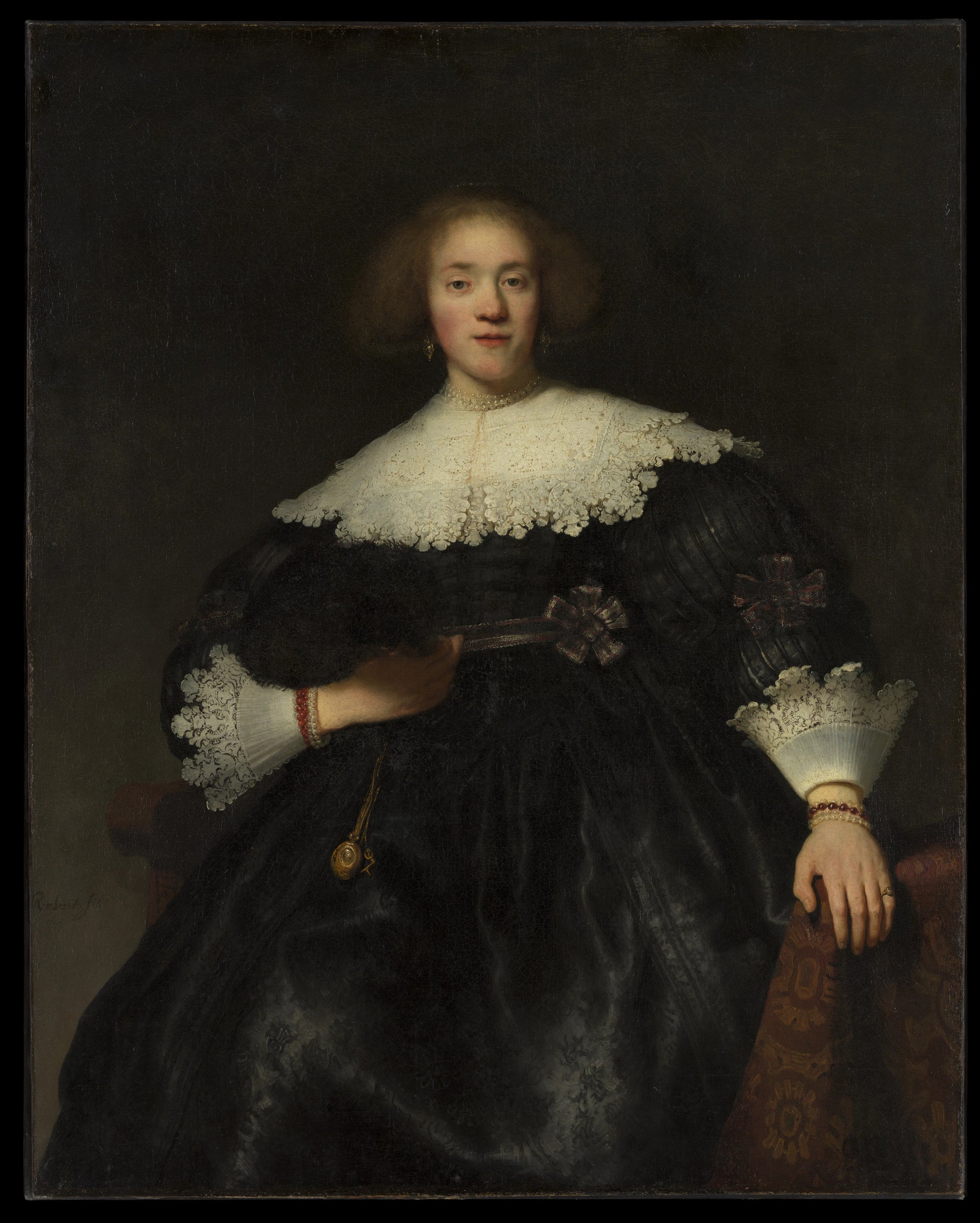 Portrait d’une jeune femme à l’éventail — Rembrandt, 1633, Metropolitan Museum of Art