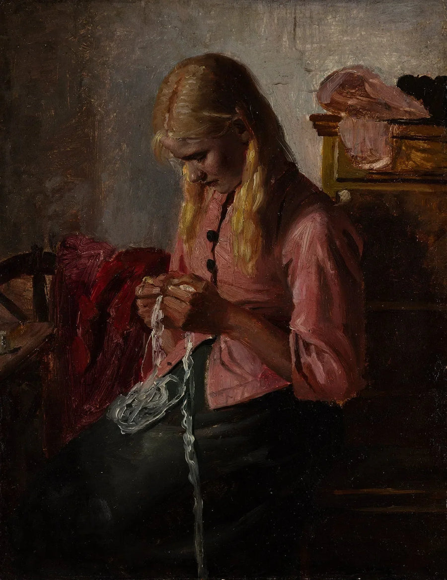 Młoda kobieta robiąca na szydełku. Tine, Skagen. - Michael Peter Ancher