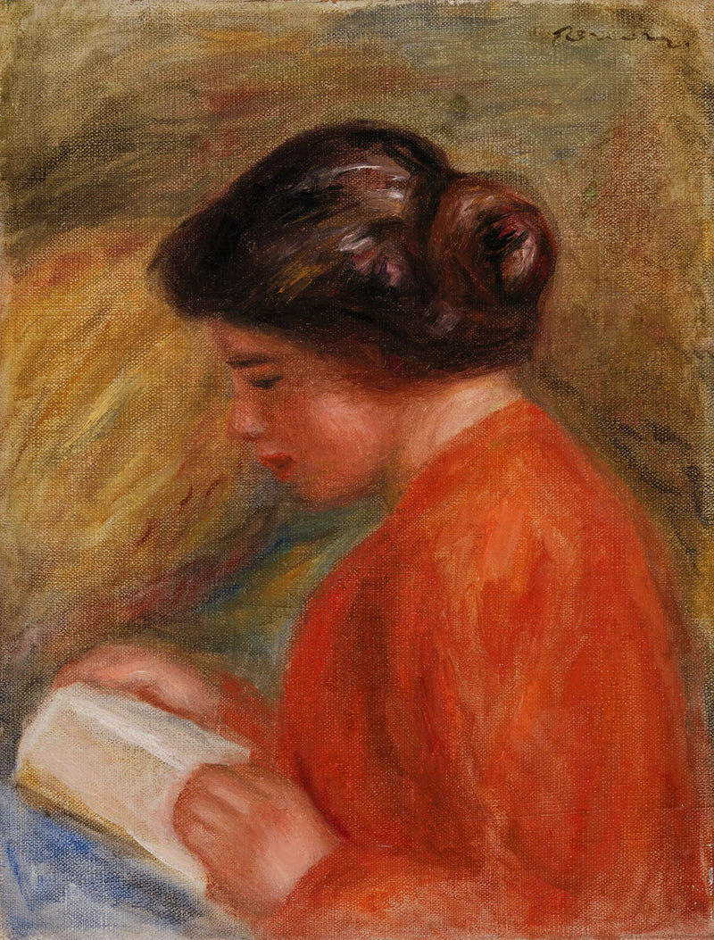 Młoda kobieta czytająca, popiersie - Pierre-Auguste Renoir