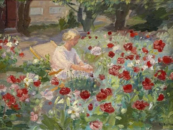 Młoda kobieta wśród maków - Anna Ancher