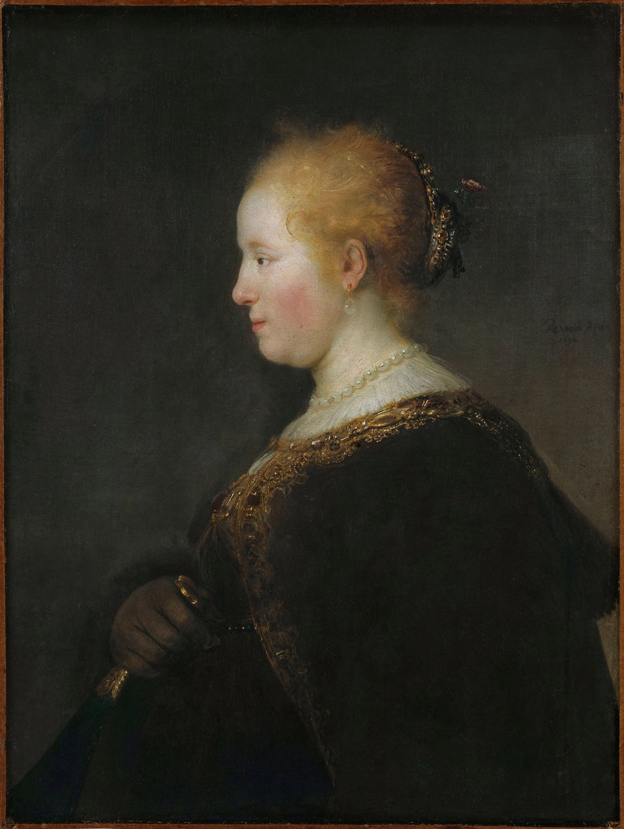 Dama trzymająca wachlarz - Rembrandt