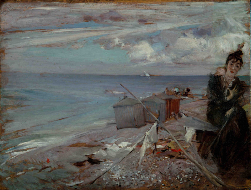 Młoda kobieta na plaży w Ostendzie - Giovanni Boldini