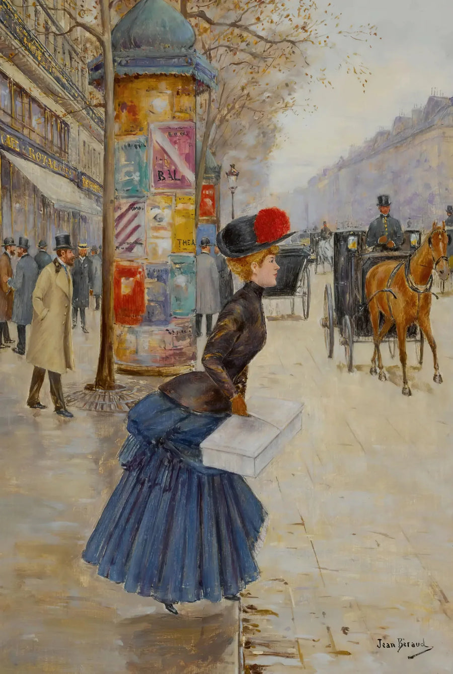 Młoda kobieta przechodząca przez bulwar - Jean Béraud