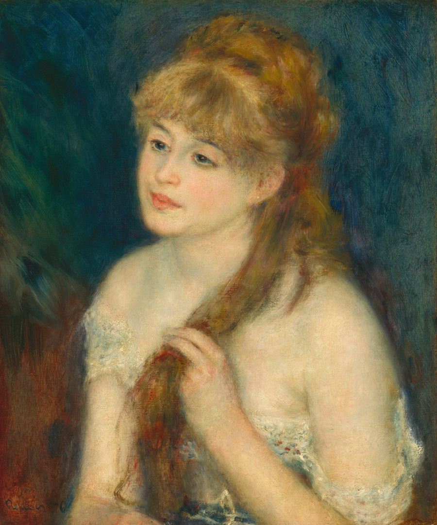 Młoda kobieta plecie swoje włosy - Pierre-Auguste Renoir