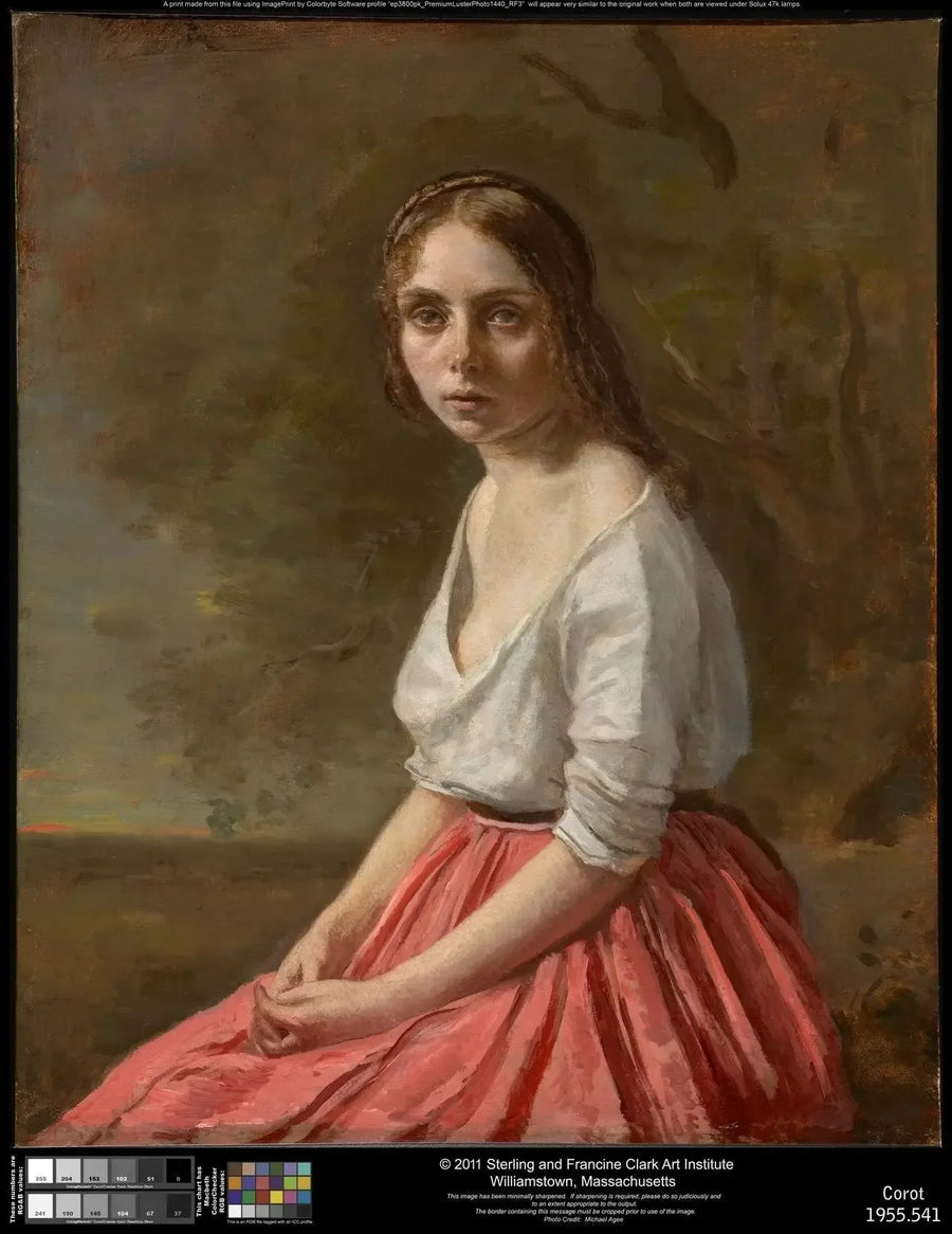 Młoda dziewczyna w różowej spódnicy - Jean-Baptiste Camille Corot