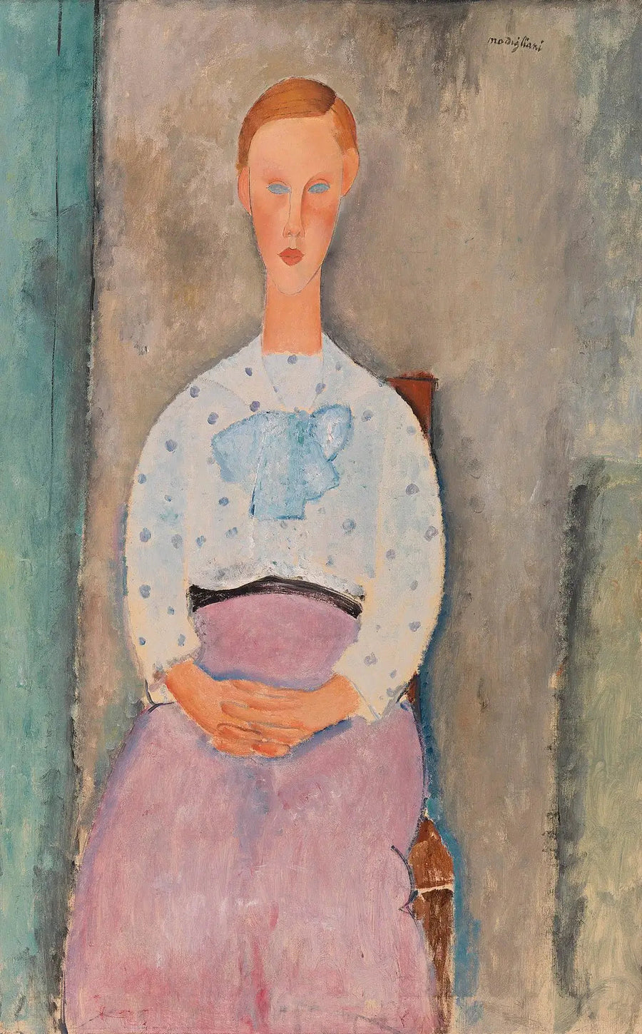 Młoda dziewczyna w bluzce w kropki - Amedeo Modigliani