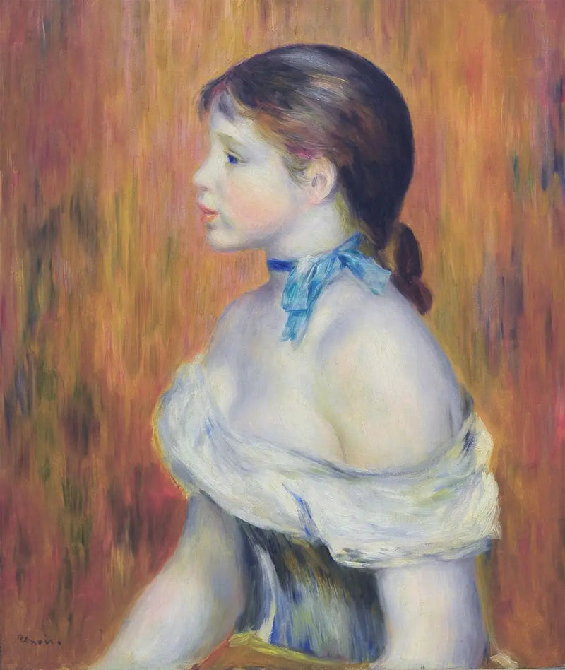 Młoda dziewczyna w niebieskiej wstążce - Pierre-Auguste Renoir