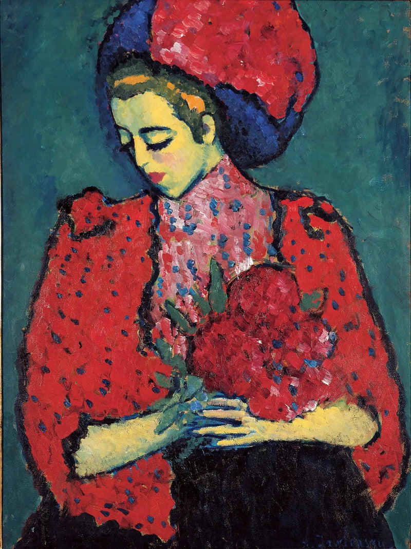 Młoda dziewczyna z piwoniami - Aleksiej von Jawlensky