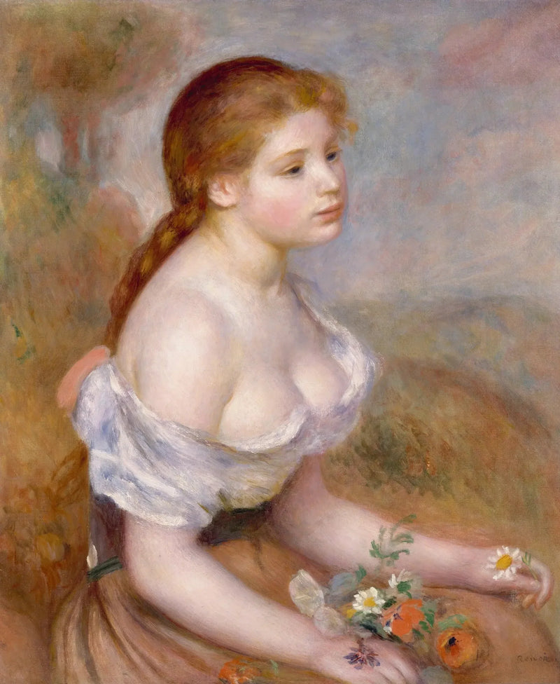 Młoda dziewczyna z stokrotkami - Pierre-Auguste Renoir