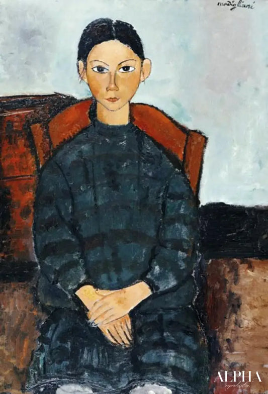 Jeune fille avec une robe sombre - Amedeo Modigliani - Reproductions de tableaux et peintures haut de gamme