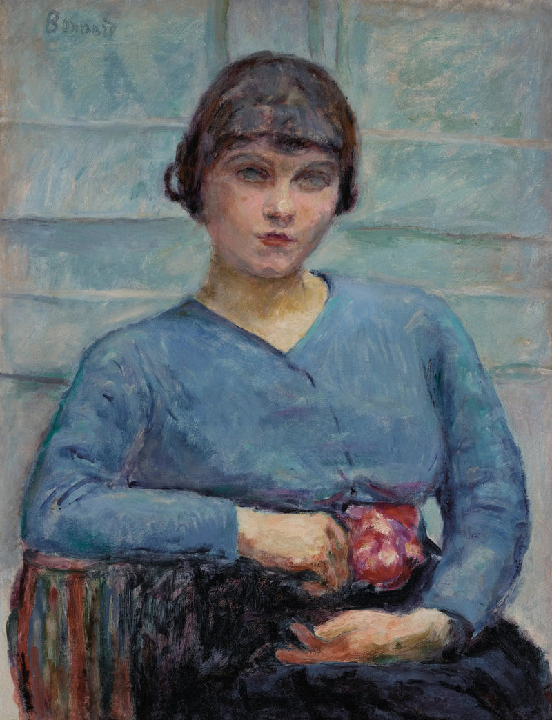 Młoda dziewczyna w niebieskim z różą - Pierre Bonnard